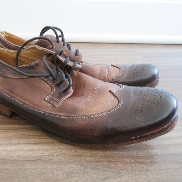 BED STU Bench Made Cobbler Series Wingtip Derby Brogue Shoes Brown Leather 10 - Picture 11 of 16